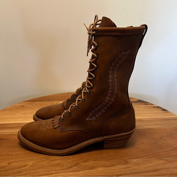 Abilene Boots Men’s Brown 12” Western Packer Boots Soft Round Toe #6046 size 12 - Picture 1 of 10